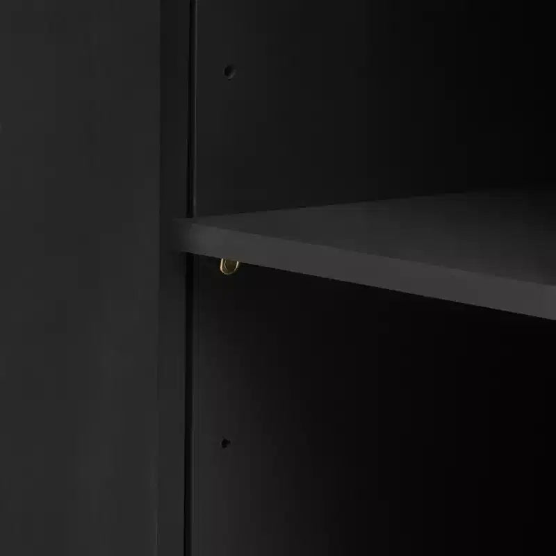 Credenza a 4 ante a strisce verticali da 160 cm con ripiani regolabili e maniglie in metallo per studio, ingresso o soggiorno